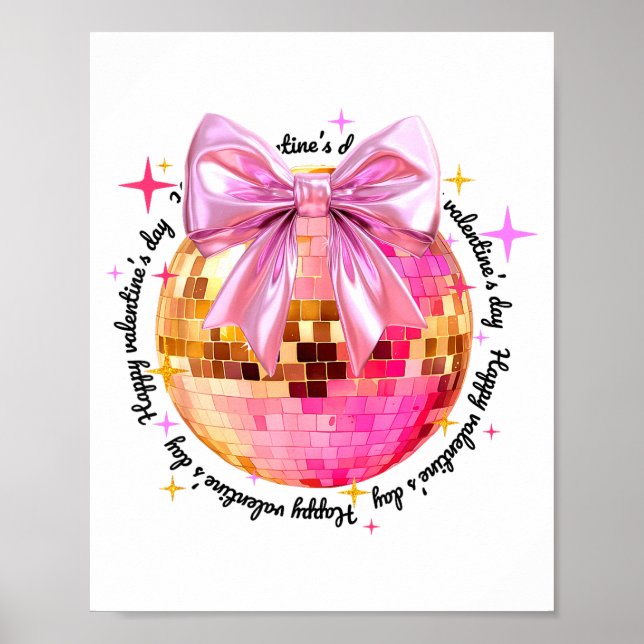 Poster Happy Valentine's Day Funny Coquette Disco Ball Gi (Devant)