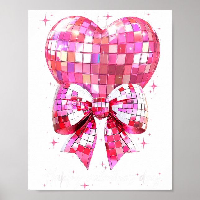 Poster Happy Valentine's Day Funny Coquette Disco Ball He (Devant)