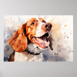 Poster Happy Watercolor Dog Art Imprimer