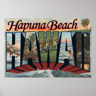 Poster Hapuna Beach, Hawaii - Scènes aux grandes lettres