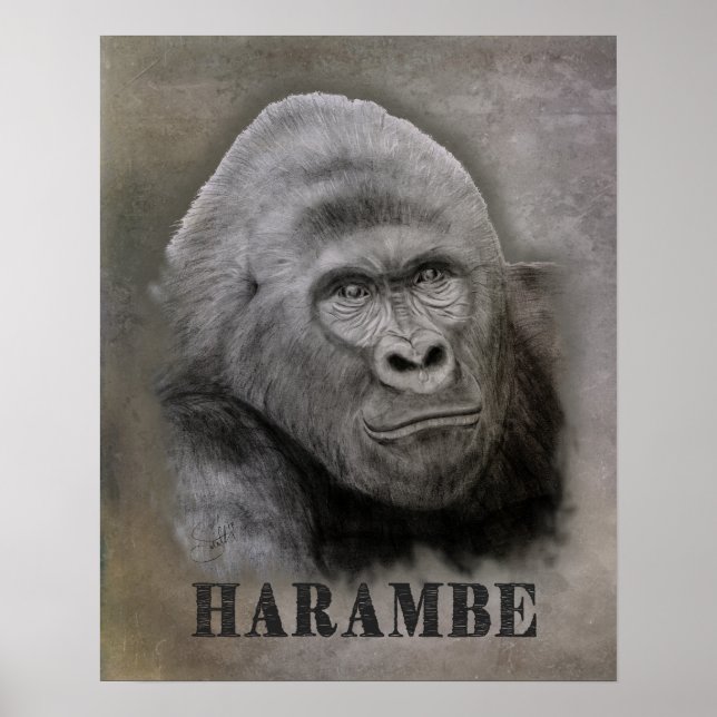 Poster Harambe (Graphite) (Devant)