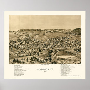 Poster Hardwick, VT Panoramic Map - 1892