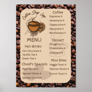 Poster Haricots décontractés Ajouter Votre Menu Café Shop