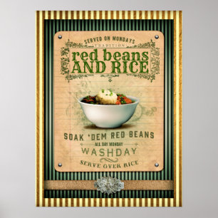 Poster Haricots rouges et riz Nouvelle-Orléans Cajun