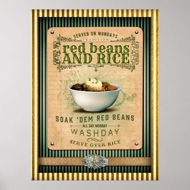Poster Haricots rouges et riz Nouvelle-Orléans Cajun (Devant)