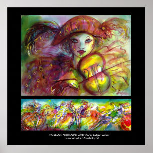 POSTER HARLEQUIN ET CARNIVAL ITALIEN