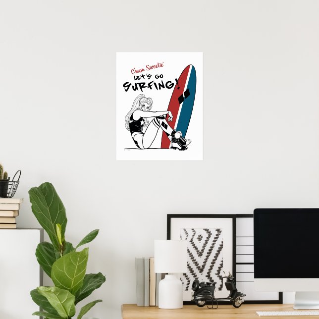 Poster Harley Quinn - Allons surfer (Bureau à domicile)