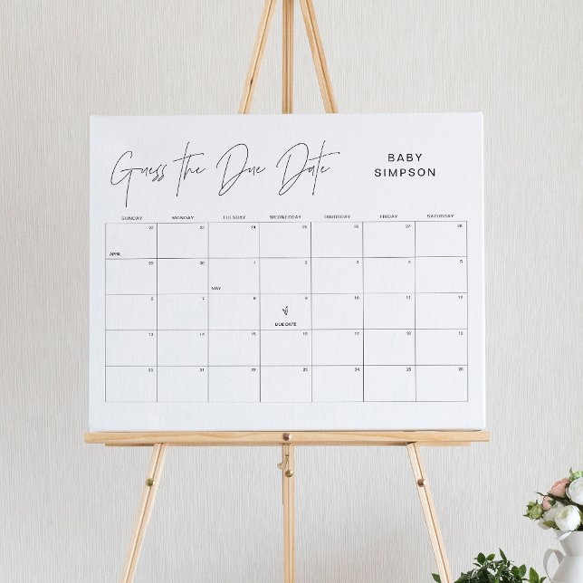 Poster HARLOW Devinez La date d'échéance Baby shower Jeu  (Créateur téléchargé)