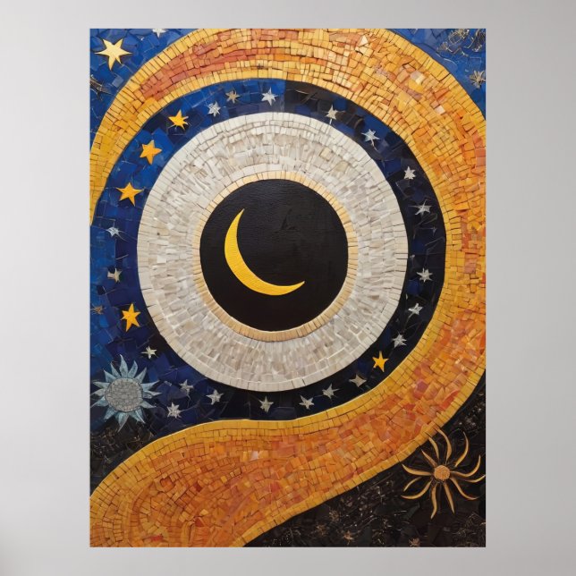 Poster Harmonie céleste Mosaïque Sun Moon Stars (Devant)