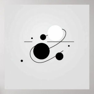 Poster Harmonie cosmique : Cercle de ligne de boule noir