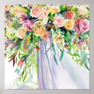 Poster Harmonie de floraison, Bouquet en cascade nuptiale