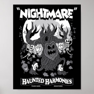 Poster Harmonies hantées - Halloween caricature Vintage -