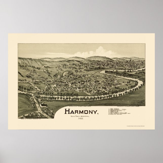 Poster Harmony, PA Carte panoramique - 1901 (Devant)