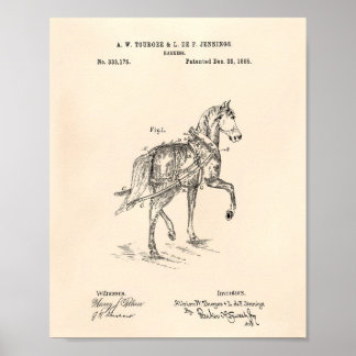 Poster Harnais de cheval 1885 Brevet Art Vieux Poivre