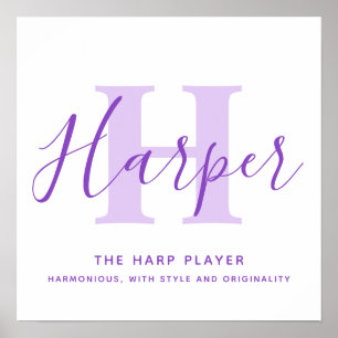 Poster Harper name signifie texte violet personnalisé