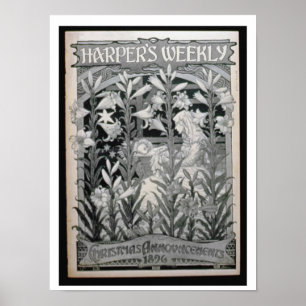 Poster "Harpiste hebdomadaire", annonces 1896 (l de Noël