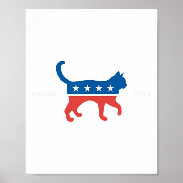 Poster Harris 2024 Democrat Cat - Vote For Kamala W Elect (Devant)