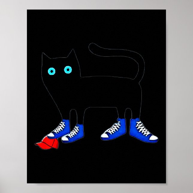 Poster Harris Chat Portant une toile bleue Chaussures Éch (Devant)