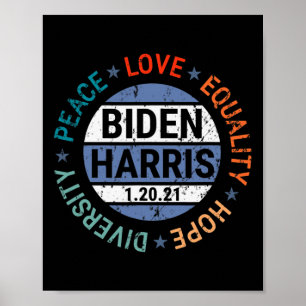 Poster Harris Peace Love Equality Hope Diversity Janvier