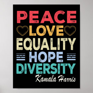 Poster Harris Peace Love Equality Hope Diversity Retro