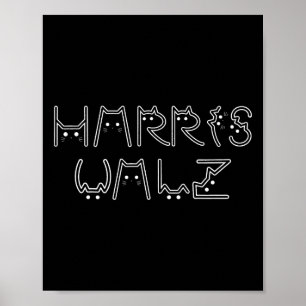 Poster Harris Tim Walz Waltz Chat Lettre Police Design 20