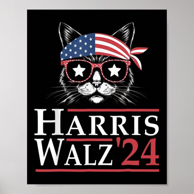 Poster Harris W 2024 Funny Cat Election Kamala Harris Tim (Devant)