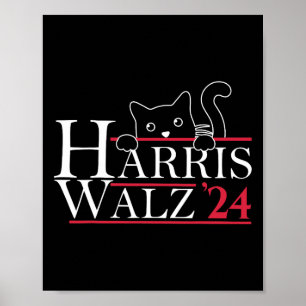 Poster Harris Waltz 2024 Drôle Chat Lady Kamala Harris Ti
