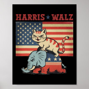 Poster Harris Waltz 2024 Vp élection présidentielle Chat