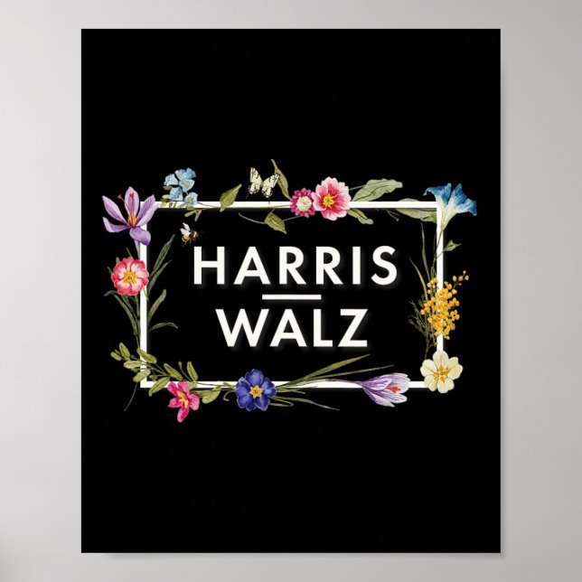 Poster Harris Walz 2024 Floral Flowers Harris Waltz 2024 (Devant)