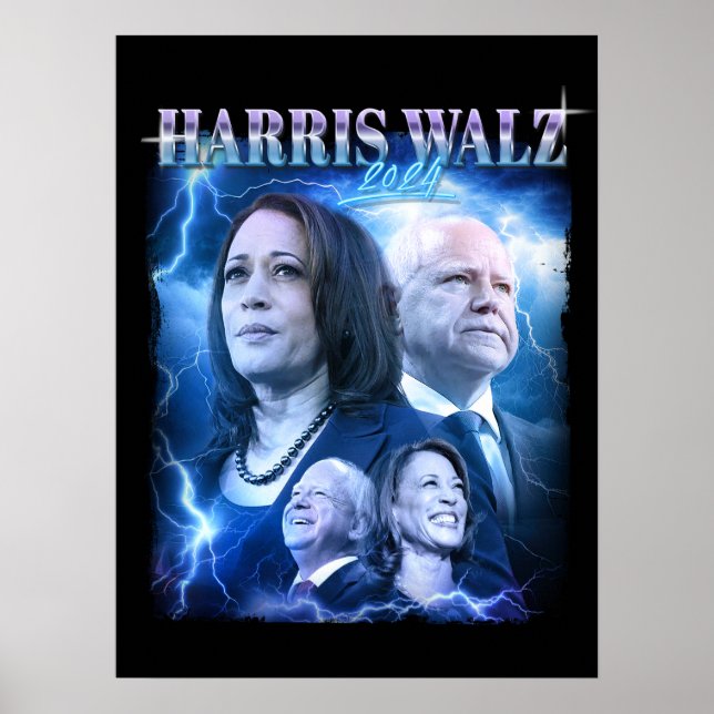 Poster Harris Walz 2024 Retro 90s Style (Devant)