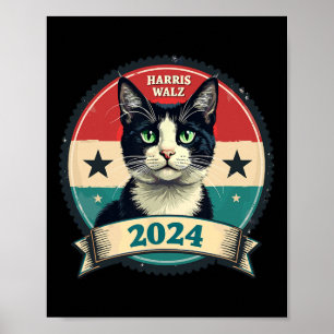 Poster Harris Wheimer 2024 Funny Cat Election Kamala Harr