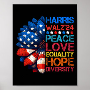 Poster Harris Wheimer 2024 Peace Love Equality Hope Diver