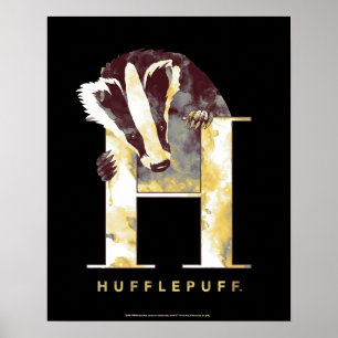 Poster Harry Potter   Aquarelle Badger HUFFLEPUFF™