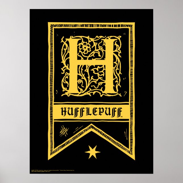 Poster Harry Potter | Bannière Monogramme Hufflepuff (Devant)