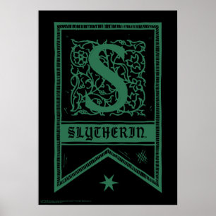 Poster Harry Potter   Bannière Monogramme Slytherin