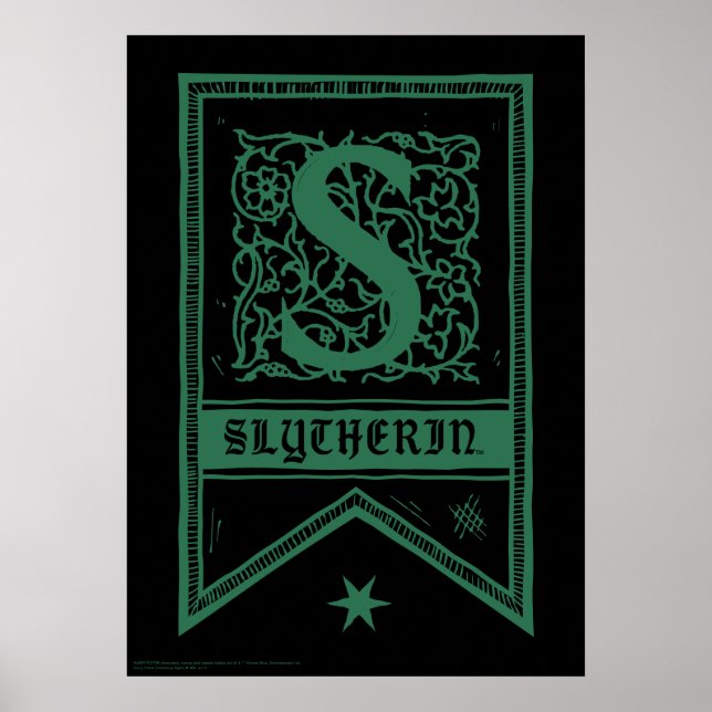 Poster Harry Potter | Bannière Monogramme Slytherin (Devant)