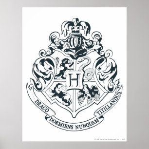 Poster Harry Potter   Cimier de Poudlard - noir et blanc