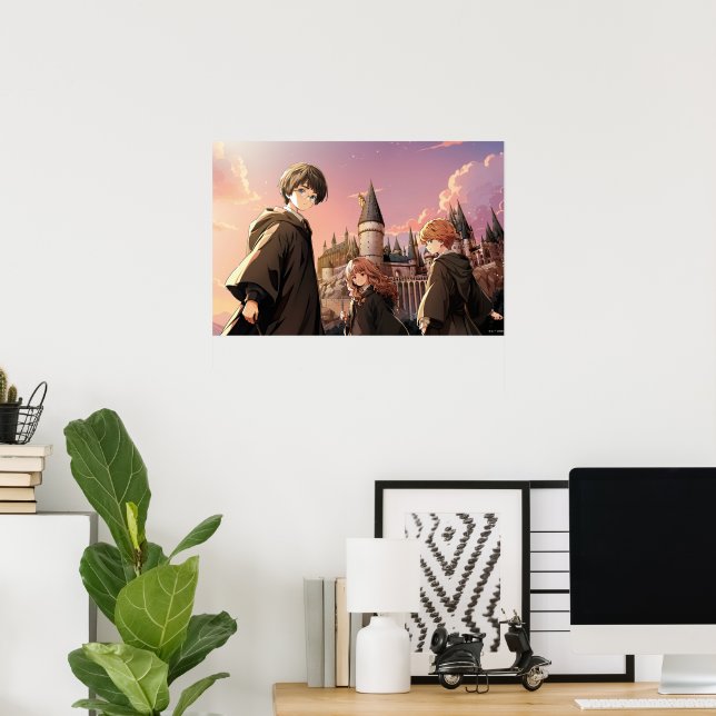 Poster HARRY POTTER™ Hermione & Ron HOGWARTS™ Scène d'ani (Bureau à domicile)