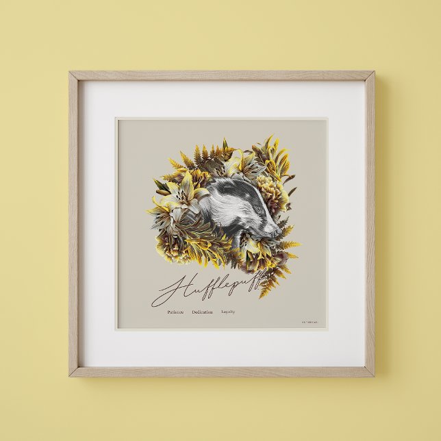 Poster HARRY POTTER™ HUFFLEPUFF™ Graphique floral (Créateur téléchargé)