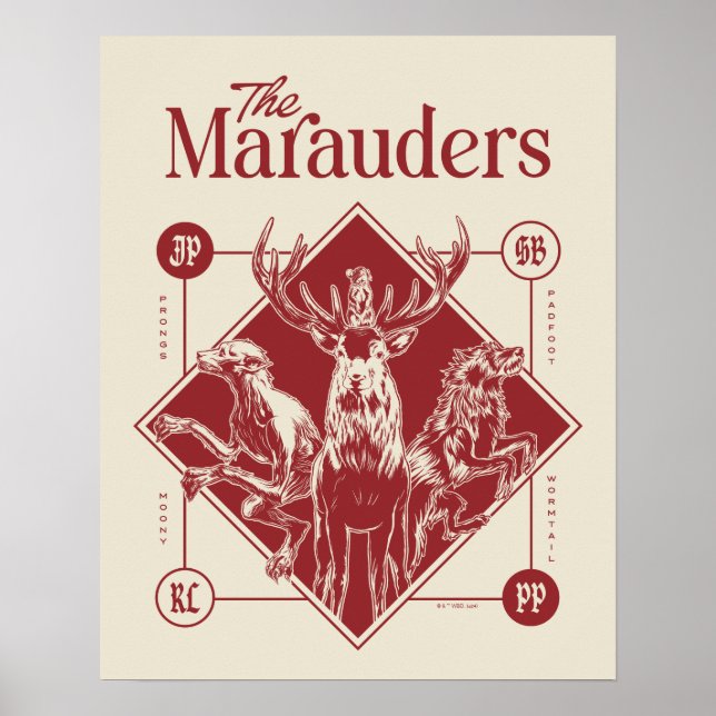 Poster HARRY POTTER™ Les Marauders Animagus Graphisme (Devant)