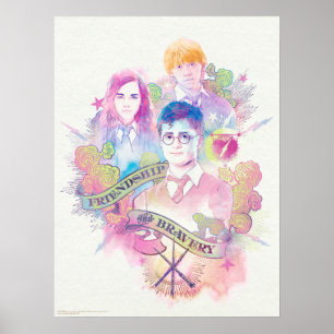 Poster Harry Potter Spell   Harry, Hermione et Ron Waterc