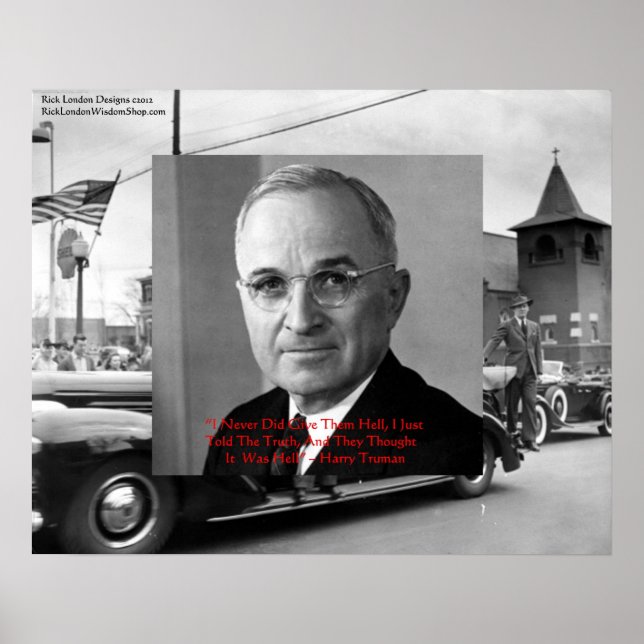 Poster Harry Truman Citation De Sagesse "N'A Pas Enfer" S (Devant)