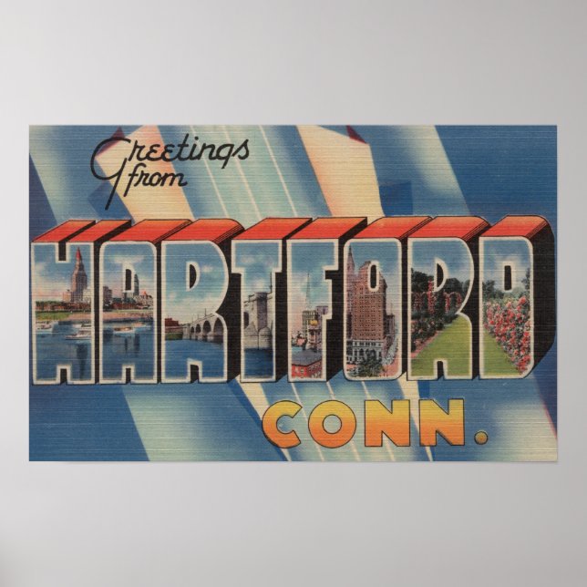 Poster Hartford, Connecticut - Scènes de grandes lettres  (Devant)