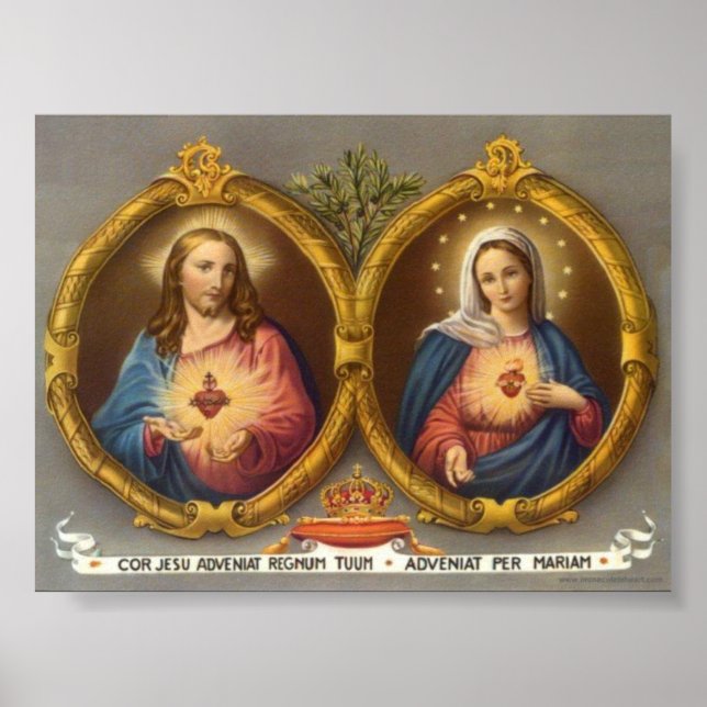 Poster Harts sacrés de Jésus et Marie (Devant)