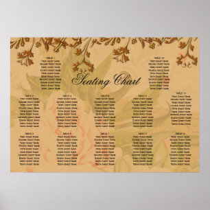 Poster Harvest Gold Peony Motif Boho Mariage Siège