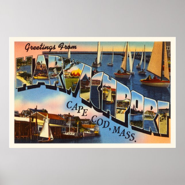 Poster Harwichport Cape Cod Massachusetts MA Old Travel (Devant)