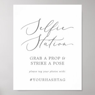 Poster Hashtag Mariage Delicate Silver Selfie Station