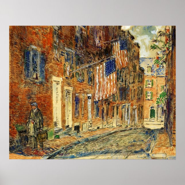 Poster Hassam - Acorn St Boston 1919 (Devant)