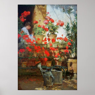 Poster Hassam - Geraniums 1888