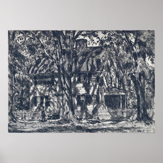 Poster Hassam - Lion Gardiner House Easthampton (Devant)